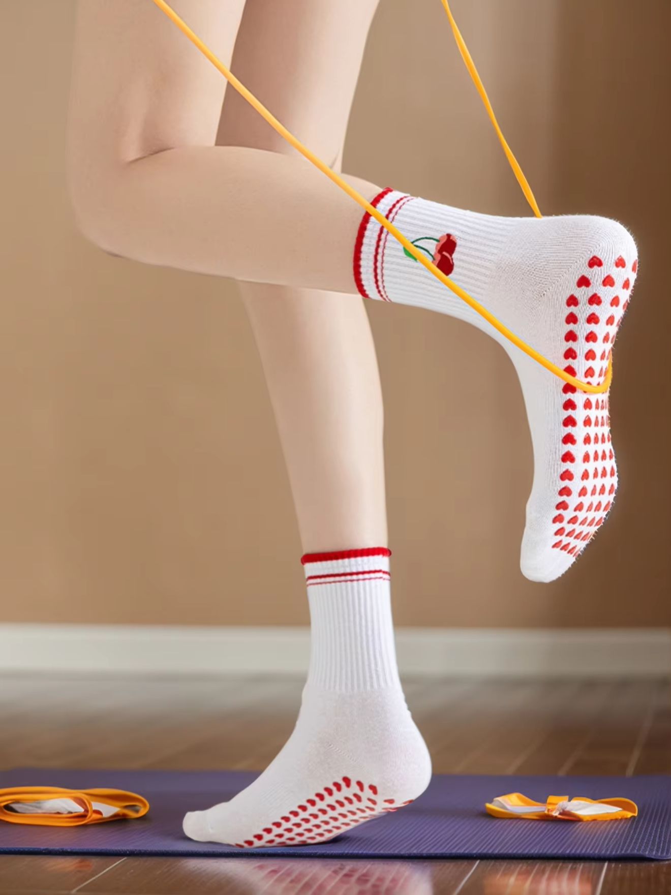 Pilates & Yoga Tina Fehrenbach - 1쌍 크로스보더 전문 요가 양말, 면