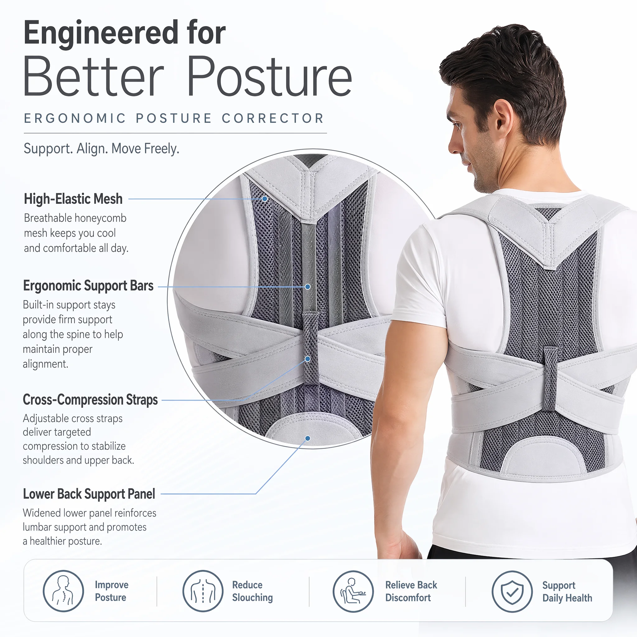 새로운 디자인의 험프백형 등받이 지지대, 상부 등 스트 - Posture Pole Corrector 리뷰 및 가격